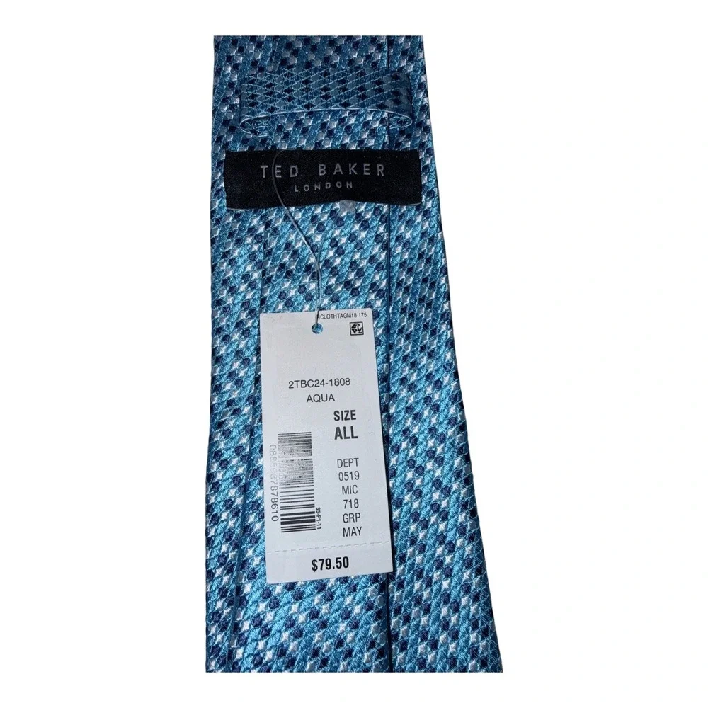 Ted Bakers Mens Blue‎ Geo 100% Italian Silk Neck Tie NWT